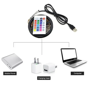 

1 Stk USB Powered 5 V RGB LED Strip Light 60 leds / m 3528 SMD Non-Waterproof Tape for TV Backlight Lighting With Remote Control
