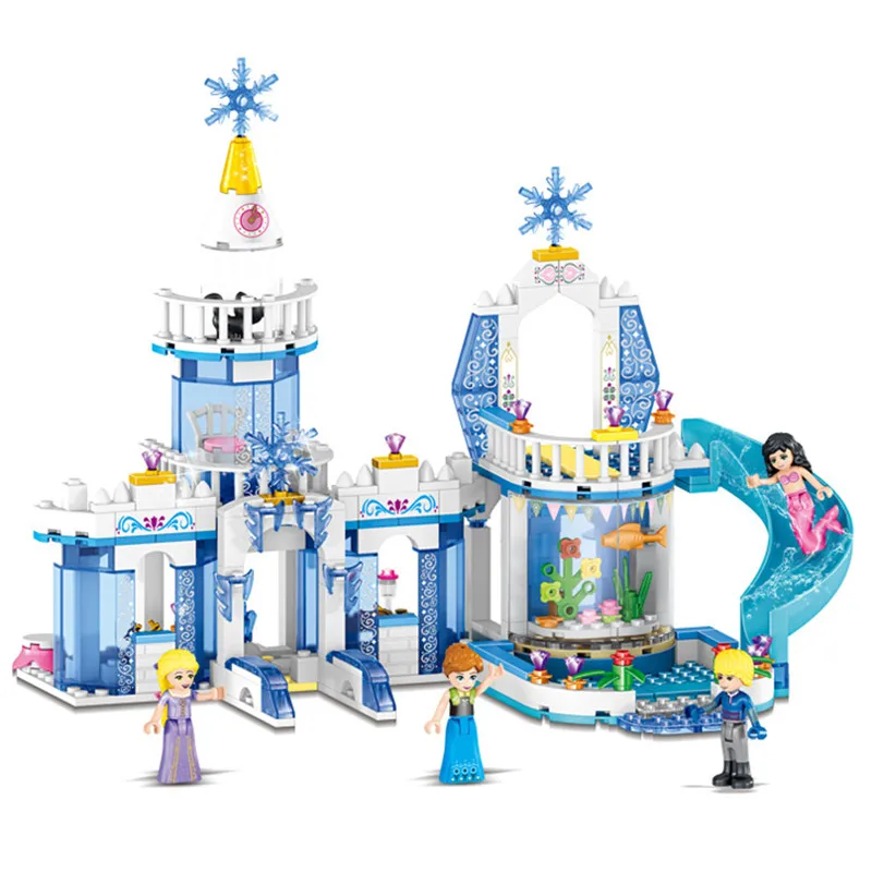Beautiful!! 344pcs Snow Princess Elsa Ice Castle Princess Anna 2 In 1 Legoings Building Blocks Kit Toys Girls' Gifts Beautiful!! 344pcs Snow Princess Elsa Ice Castle Princess Anna 2 In 1 Legoings Building Blocks Kit Toys Girls' Gifts