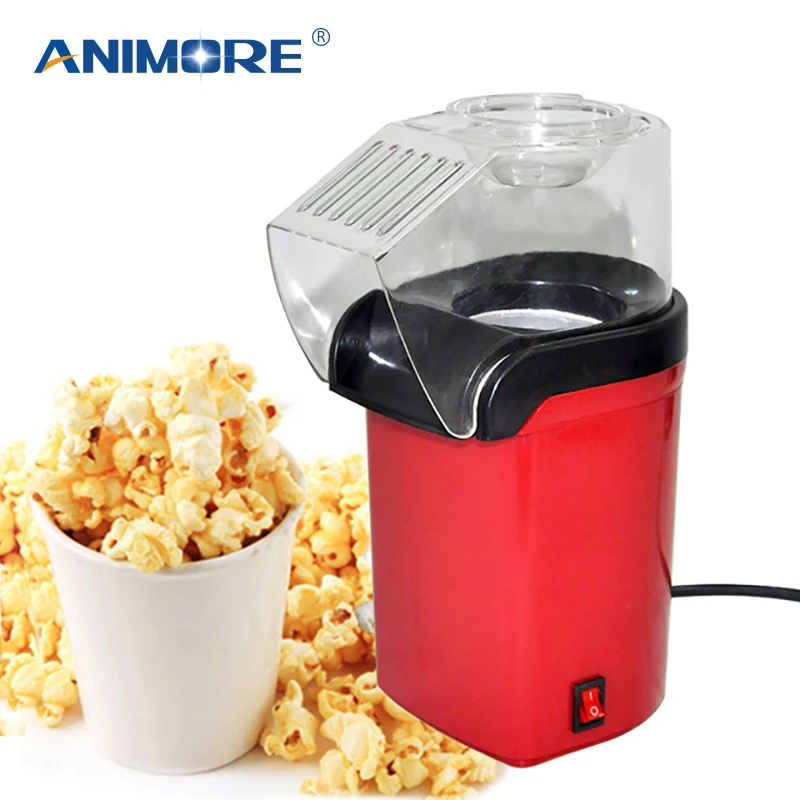 ANIMORE Home Round/Square Popcorn Maker 1200W Red Mini DIY Corn Maker Kitchen Desktop Hot Air Electric Popcorn Maker