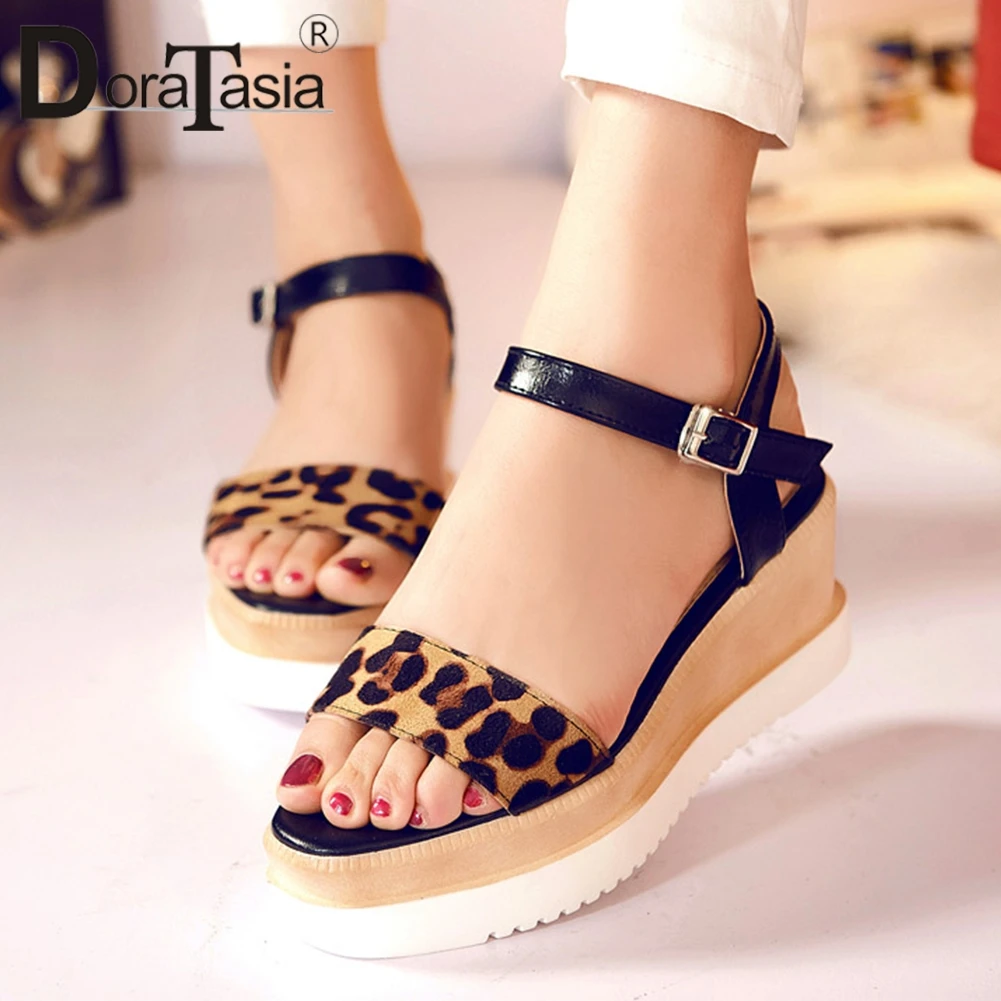

DORATASIA New Hot Sale Leopard Platform Sandals Women 2019 Summer Comfort Casual Women Wedges Shoes Woman High Heels 33-42
