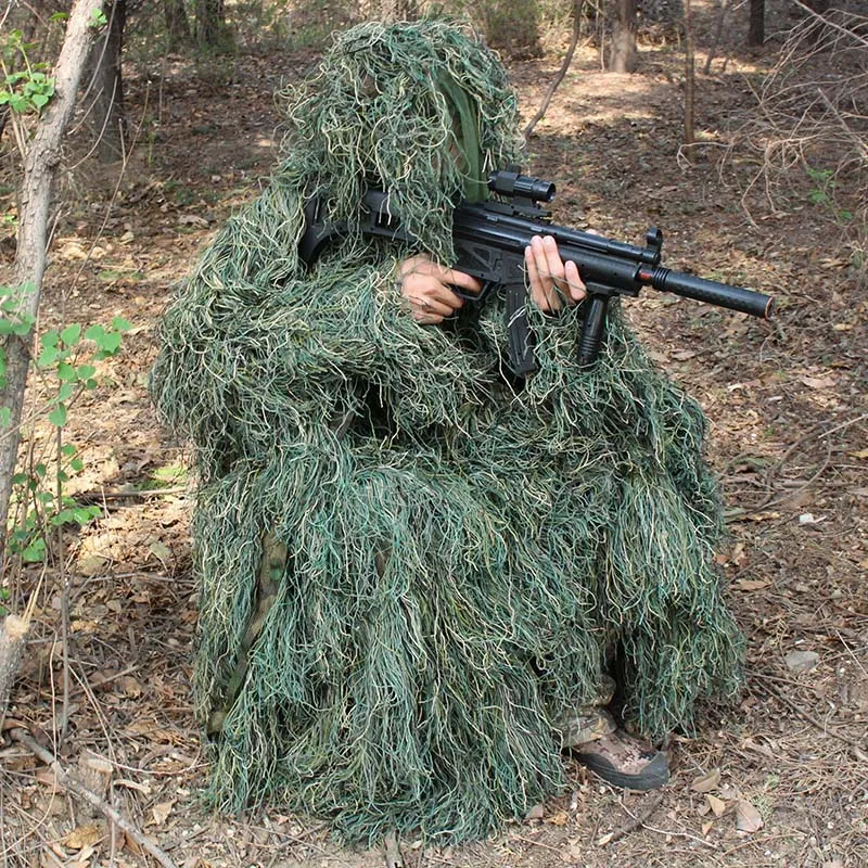 Мужской уличный охотничий костюм Ghillie, одежда Ghillie, топ, мужской Камуфляжный охотничий костюм Gilley, открытый охотничий плащ, пончо