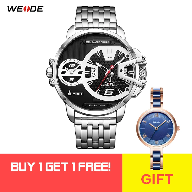 

WEIDE Military Watches Relogio Masculino Mens Quarzt Analog Display Genuine Leather Strap Watch Big Black Dial Automatic Clock