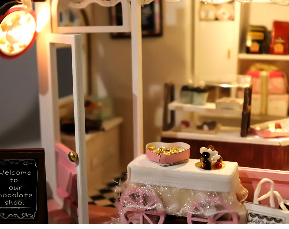Кукольный дом Миниатюрный DIY магазин кукольный домик с деревянная мебель для дома игрушки для детей подарок на день рождения