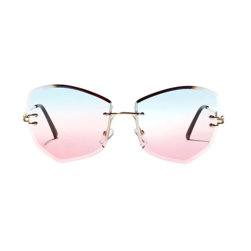 Кошачий глаз, ромбовидные безрамные солнцезащитные очки, повседневные солнцезащитные очки, новые мужские и женские очки без оправы, прозрачные цветные линзы - Цвет линз: Style A