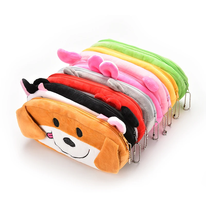 1 Piece Cute Cartoon Plush Pencil Case Kawaii Large Size School Pencil Box Animals Stationery Fashion Pen Bag for Kids