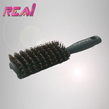1 Piece Boar Bristle Hair Brush Comb Black Handle with Boar Bristle coated Nylon Stick