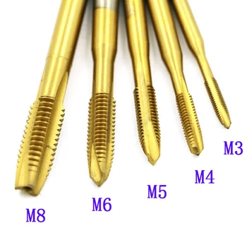 

5Pcs HSS M3-M8 Titanize Machine Tap Set Square Shank Right Screw Tap Professional Threading Tool