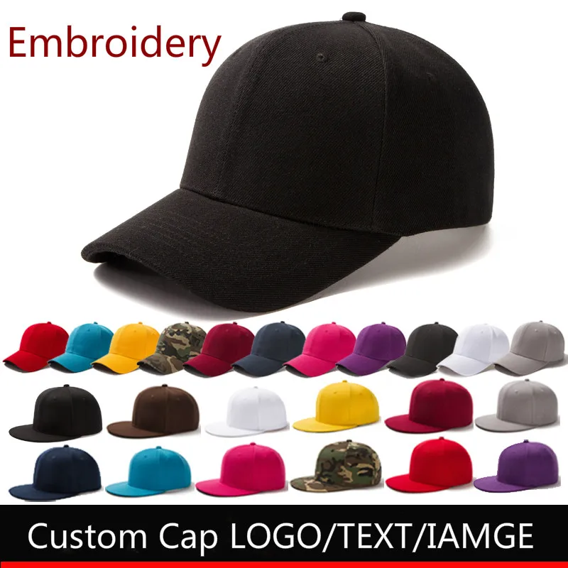 

Custom Hat Print LOGO Custom Baseball Hat Flat Hat Hip Hop Hat DIY Cap Embroidery