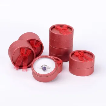 

PandaHall 4pc 54x35mm Round Jewelry Ring Gift Packing Paper Boxes, DarkRed, made of high quality cardboard