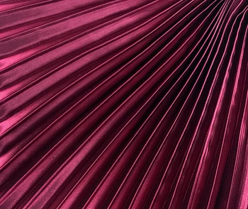 

2 meters 150cm 59.05" width wine red stripes accordion pleated satin fabric dress skirt clothing material MM299