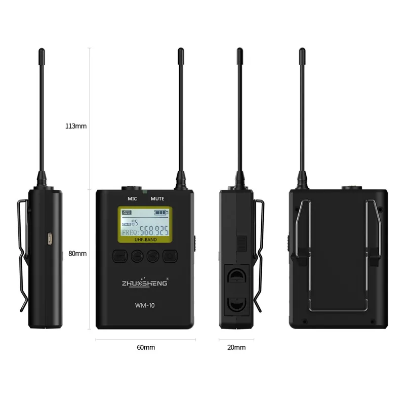 ZhuoSheng WM 10 100 канальный цифровой UHF беспроводной микрофон для Youtube видео|Микрофоны| |