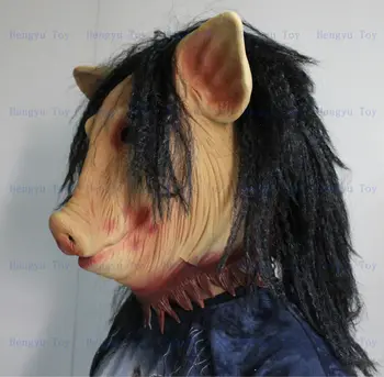 

Factory Direct Sale Adult Size Deluxe Party High Quality Halloween Saw Pig Mask Latex Pig Mask