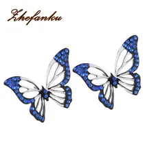 Хит цветные Серьги бабочки с полой строчкой два цвета для женщин