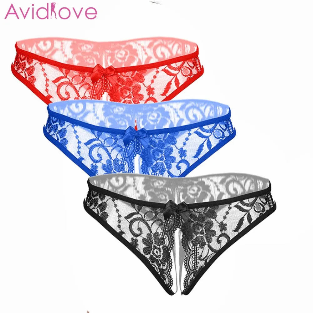 

Avidlove 3 Pieces/Lot Sexy Lace Women's Panties Open Crotch Sexy Lingerie Brief Transparent Woman Erotic Panties Sexy Underwear