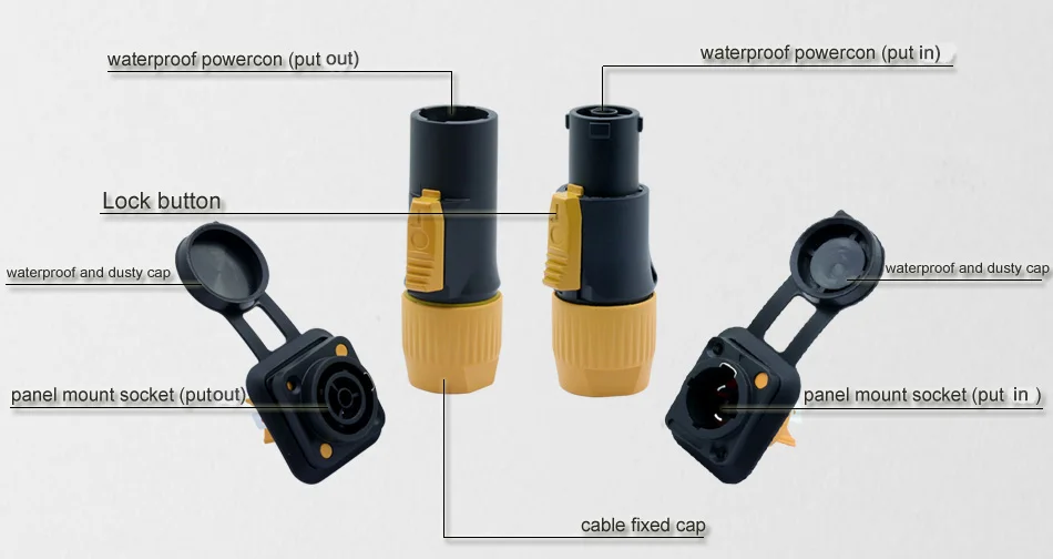 5 комплектов, 3PIN, водонепроницаемый разъем питания, штекер+ гнездо, гнездо, панель, крепление, выход/в 20A/250 В, разъем питания для светодиодный, большой экран