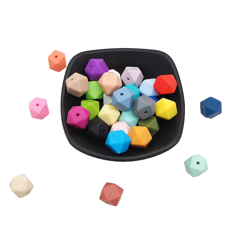 

Chenkai 100PCS 14MM Silicone Hexagon Beads Teether Baby Dummy Teething BPA Free DIY Infant Pacifier Chain Necklace Making Toy