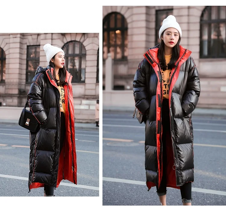 Зимняя длинная пуховая хлопковая куртка, пальто для женщин, новинка, уплотненные теплые хлопковые пальто для женщин, повседневная черная парка с капюшоном на хлопковой подкладке, пальто - Цвет: photo color