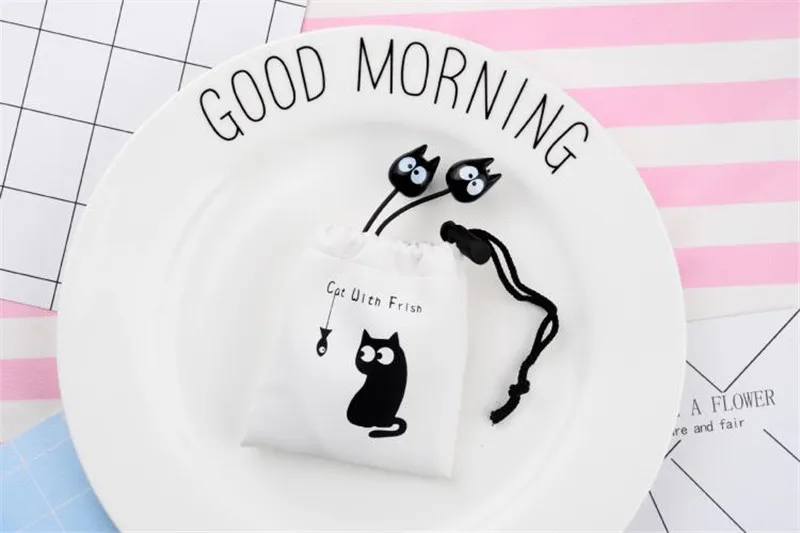 Chiclits Earphone Cute cartoon cat 3.5 mm stereo with mic In-ear headset for iPhone Xiaomi Girls Kids student for Mp3 Mp4 gifts (2)