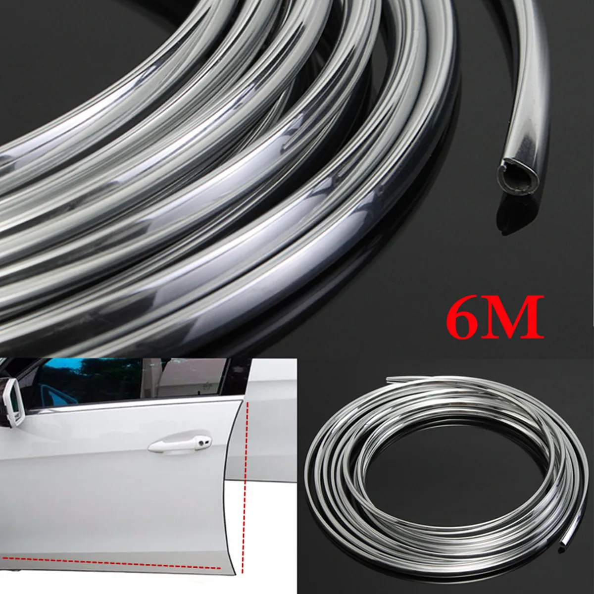 Новый 6 м Хром Литье отделка газа двери автомобиля край Scratch Guard Защитная