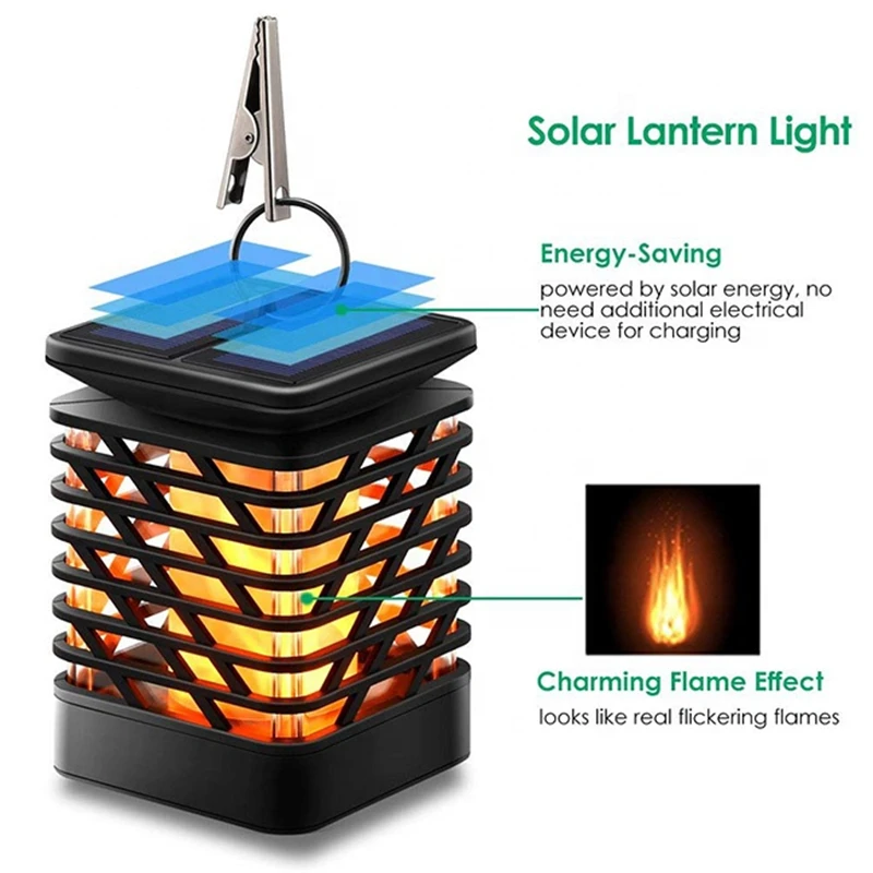 Solar ao ar Jardim à Prova Livre Água Ip65 Quad Vela Quadrados Chama Cintilação Pendurado Decoração Lâmpada Xiaomi Foco Led Dip65 Luz 7 Led solar ao ar livre jardim à