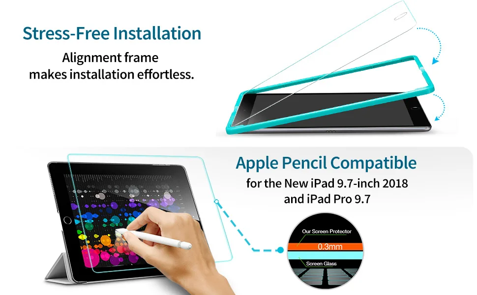 AR Premium Premium in vetro temperato per Apple iPad Air 1 2/ e iPad Pro 9.7/ vetro temperato Crystal HD