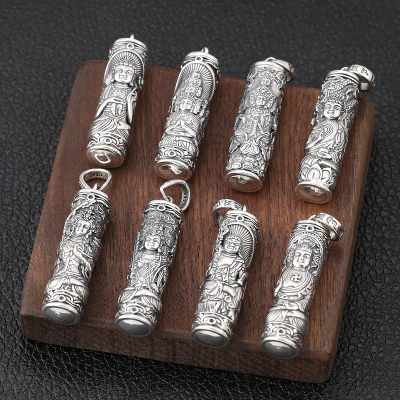 

S925 Silver Twelve Zodiac Bensheng Buddha Eight Patron Gods Open Gawu Box and Restore Ancient Thai Silver
