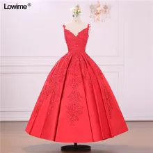 Popular Red Sexy Prom Dresses A-Line Speghetti Backless Sleeveless Beading Tea-Length Evening Prom Party Gowns вечернее платье