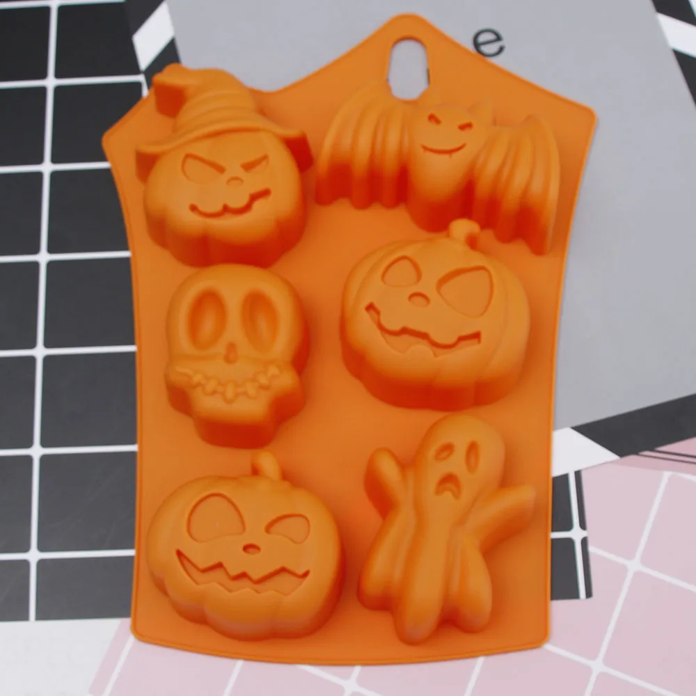 

Halloween Holiday Style Silicone Cake Mold 6 Cavities Pumpkin Ghost Bat Shape Cookies Chocolate Molds DIY Cake Baking Tools