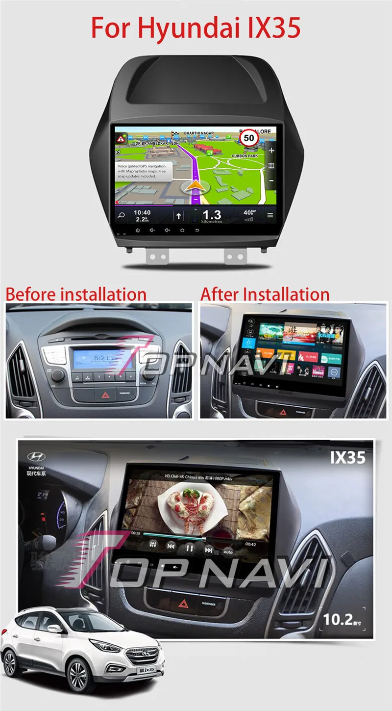 Автомобильный ПК gps навигация Android 8,1 для hyundai ix35 2010 10,1 ''Topnavi Android большой экран авто мультимедиа с Bluetooth wifi 3g