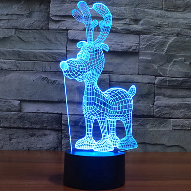 

Xmas Deer 3D Lamp USB LED Christmas Lights Cute Home Decor Gift 7 Colors Gradient Change Fairy Light Desk Table Novelty Lights