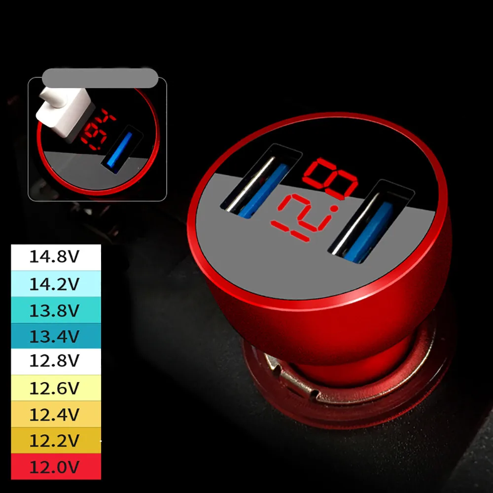 3.1A двойное USB Автомобильное зарядное устройство 2 порта ЖК-дисплей 12-24 в прикуриватель элегантный и благородный цвет Зарядка для Планшета Телефона