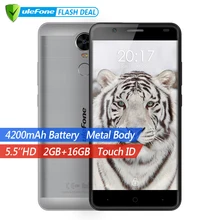 Ulefone Tigre 4G Tactile ID Mobile Téléphone 5.5 “HD MTK6737 Quad Core Android 6.0 2 GB RAM 16 GB ROM 8MP Grosse batterie Téléphone Portable