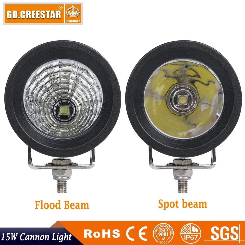 

New 15W COB led work light used for bike car truck suv atv forklift external lamp 3inch Round 15W led Cannon Light 12V lights