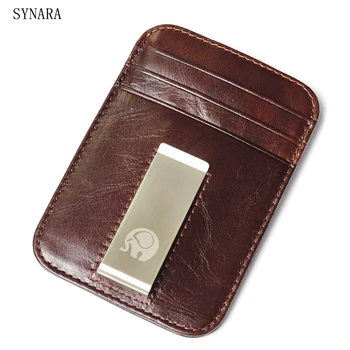 

SYNARA New Anti-magnetic card bag Men's wallet head layer Kraft Dollar clip Ms. Card clip Multi-Cage Card bag