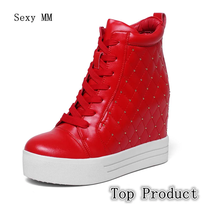 

Genuine Leather Wedges Shoes Women Ankle Boots Wedge Shoes Height Increasing High Heels Woman Walking Shoes Plus Size 33 - 40