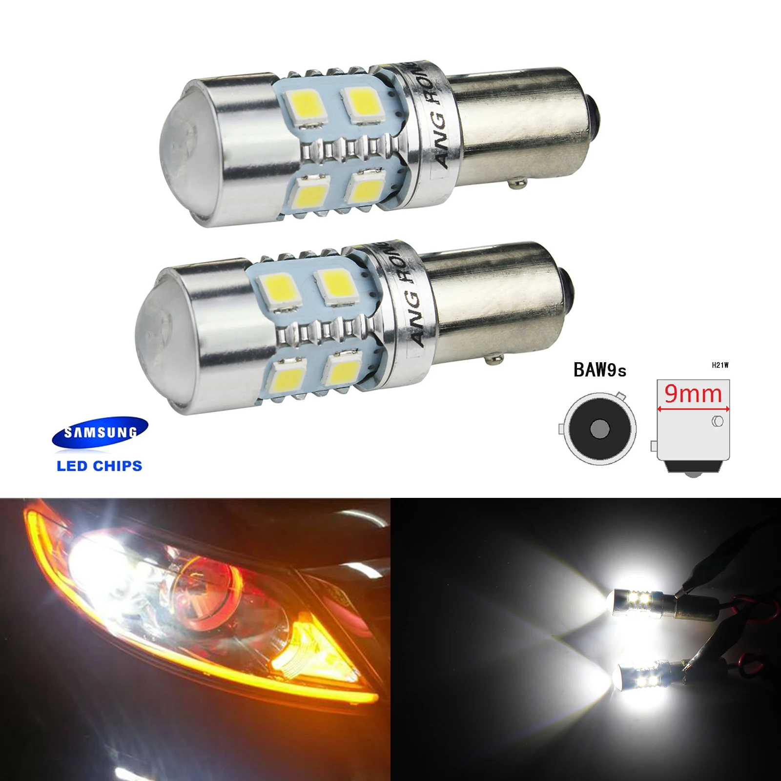 H21W BAY9s 10 SMD SAMSUNG LED Sidelight Turn Signal Indicator Reverse Light Bulb
