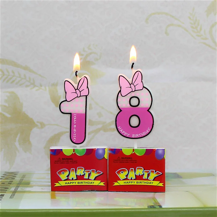 

Hot Pink Blue Number 0-9 minnie mouse Candle Birthday Party Candle Decoration Happy Birthday Butterfly Design Candle