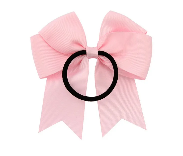20pcs/lot Bowknot Solid Girls Cheerleading Hair Bow Grosgrain Ribbon Cheer Bow Elastic Band Ponytail Hair Holder A172