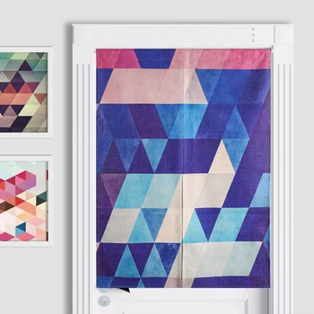 

New Linen NOREN Japanese Style Door Curtain Vintage Triangle Geometric Tapestry 85x120cm/85x90cm