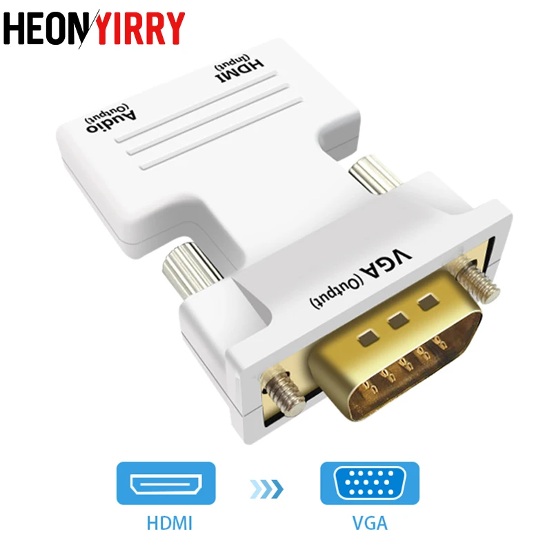 

1080P HDMI to VGA Adapter Male to Female Digital To Analog Audio Video Converter Cable for PC Laptop TV Box Projector