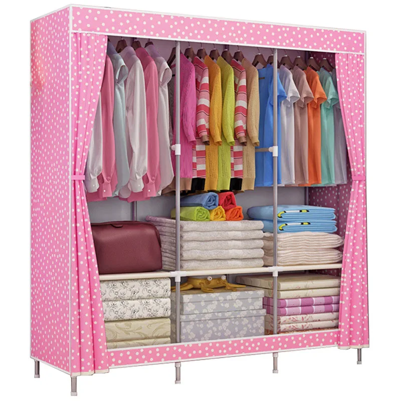 Простой сплошной цвет гардероб, спальня салфетка шкаф мягкий Фабричный шкаф удобного хранения шкаф, домашняя мебель - Цвет: 1407-Pink dots