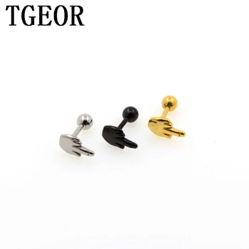 

free shipping Hot Charm colors 30pcs 16g surgical Stainless Steel casting hand and fingers ear tragus piercing earring