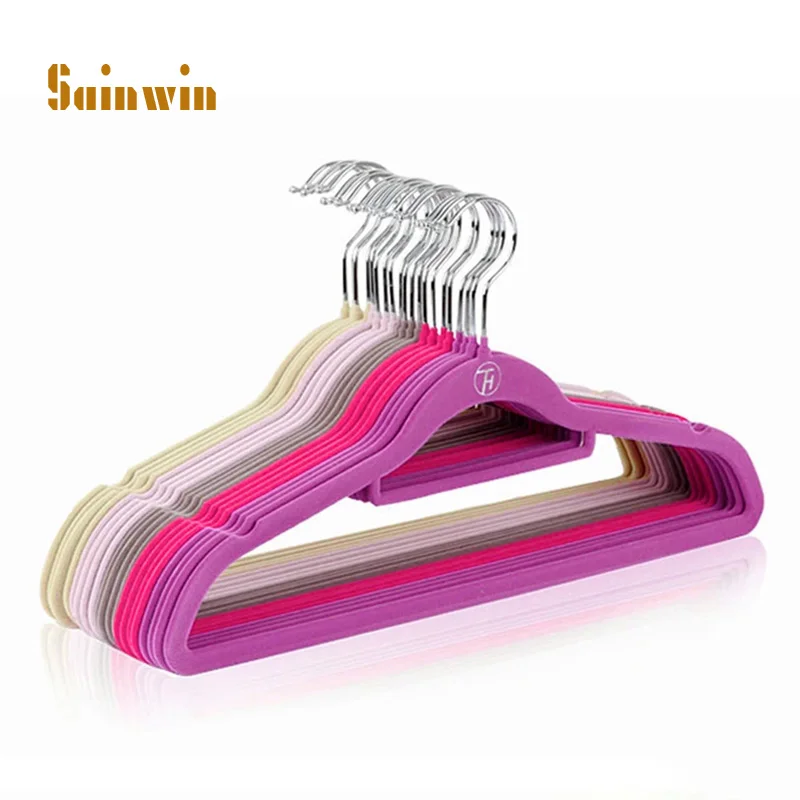 

Sainwin 20pcs/lot 42cm Hangers For Clothes Quality Eco-friendly Flock Printing Magic Hanger Slip-resistant Hangers Clothes Rack