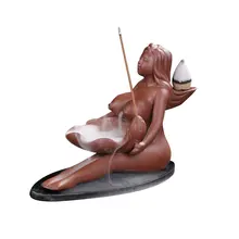 Ароматическая печь украшения фигурки украшение керамическая фиолетовая глина ручная работа украшение Русалка ладан горелка