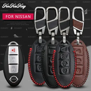 

KUKAKEY Remote Smart Car Key Case For Nissan Teana Tiida Sylphy Sunny Qashqai Skyline Juke Alissa X-TRA Leather Keychain Cover