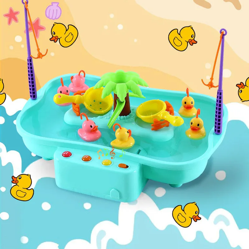 

New Water Rotating Fishing Toy With Music And Light Duck Fishing Games Electric Fish Toy For Children Kids Girl Boys Toys Gifts