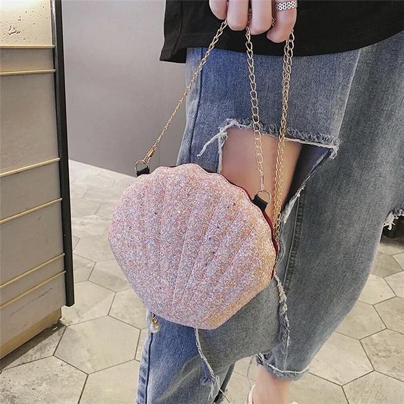 Модные женские сумки-мессенджеры в форме раковины для девушек, женская сумочка из искусственной кожи, сумка через плечо на цепочке, мини-сумки для монет
