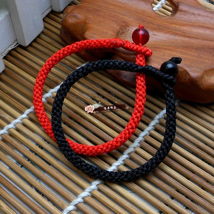 Pure Hand braided Chinese Lucky Bracelets for Lovers Red & Black