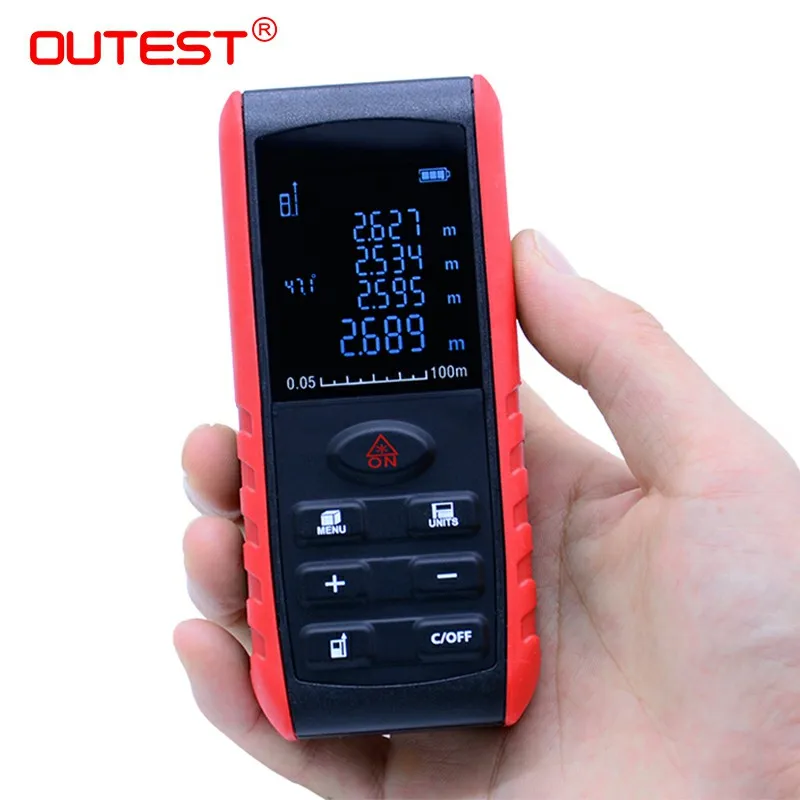 Digital 100m Portable Laser rangefinder Handheldlaser Distance Meter Range Finder Area Volume Measurement with Angle Indication Digital 100m Portable Laser rangefinder Handheldlaser Distance Meter Range Finder Area Volume Measurement with Angle Indication