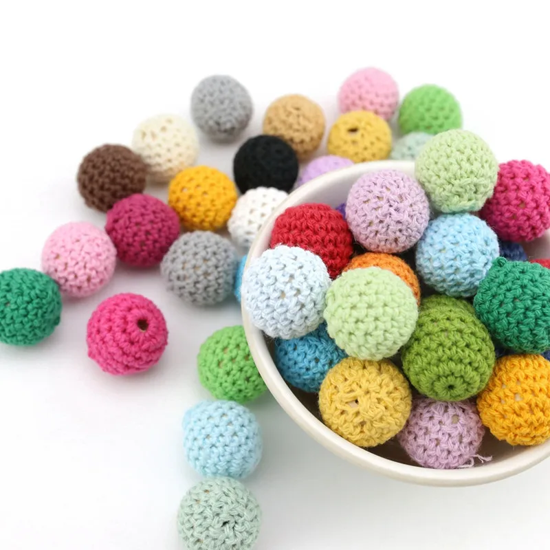 

Wooden Teether 5pc 20mm Polychrome Crochet Beads Food Grade Chew DIY Crafts Accessories Baby Products Baby Teether